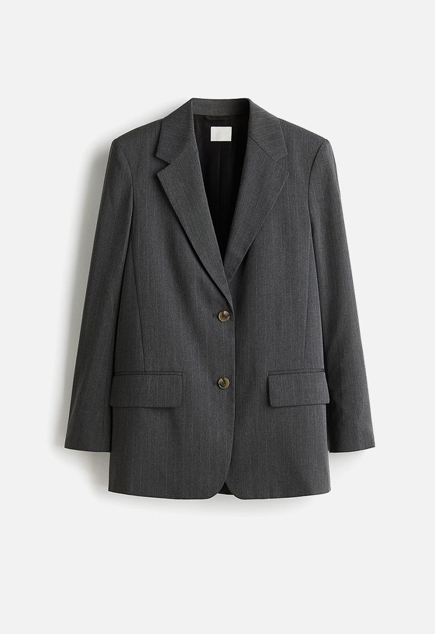 H&M - Long blazer - dark grey pinstriped