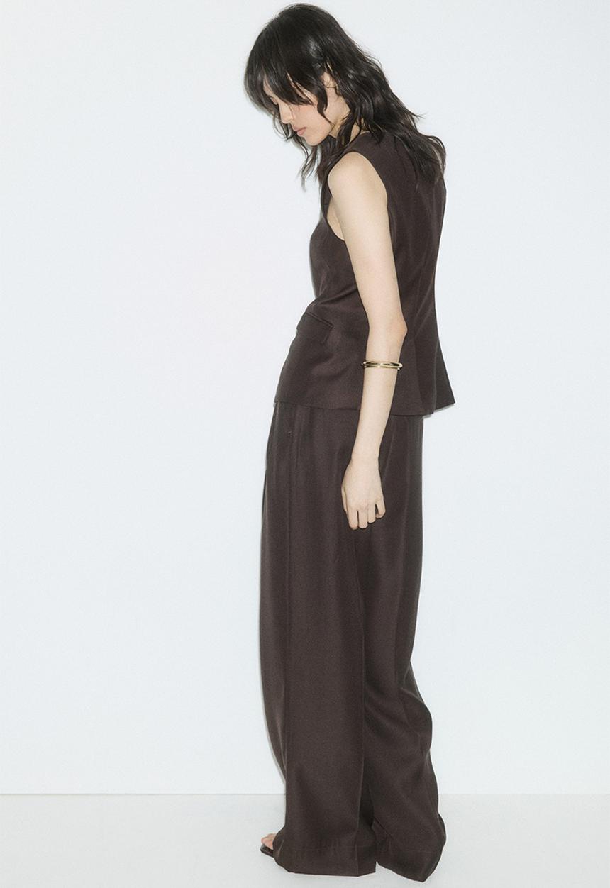 H&M - Wide tailored trousers - dark brown