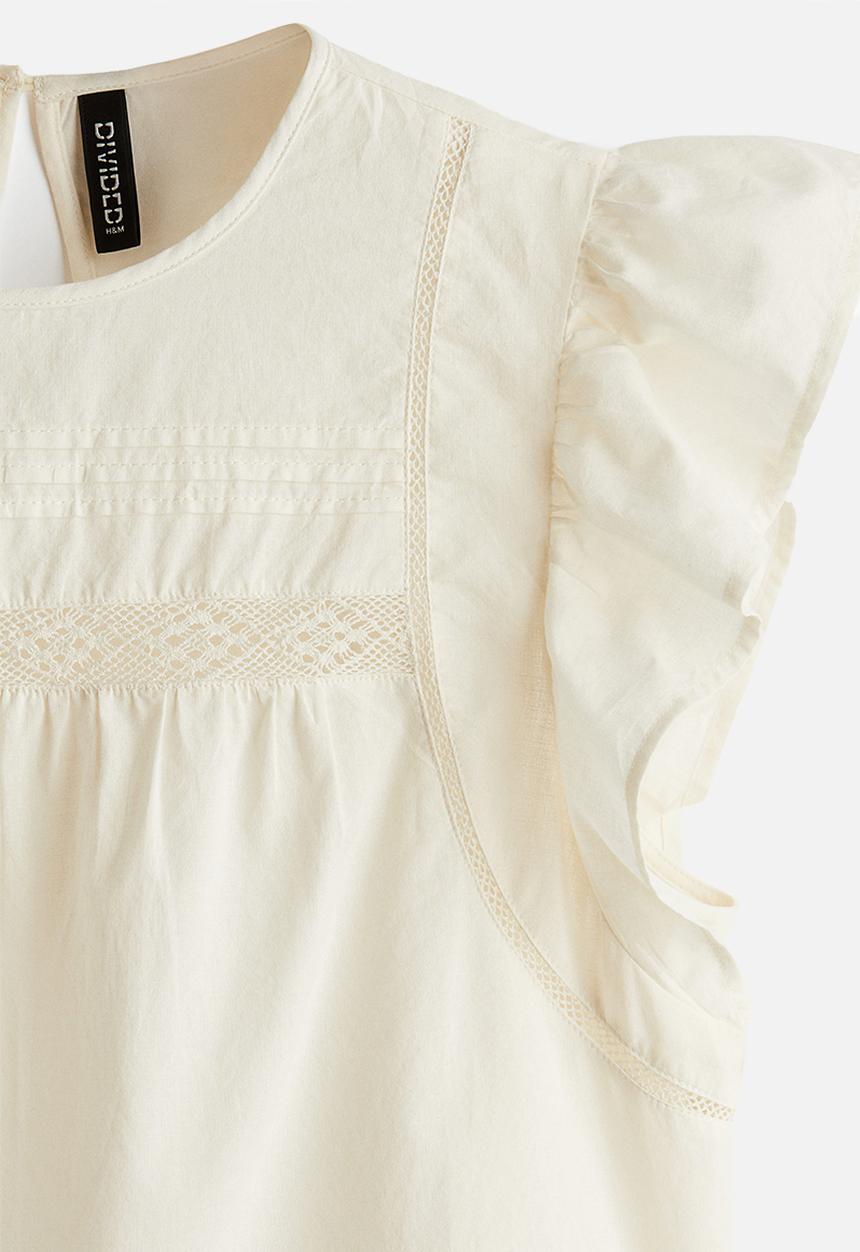H&M - Lace-inset peplum blouse - cream