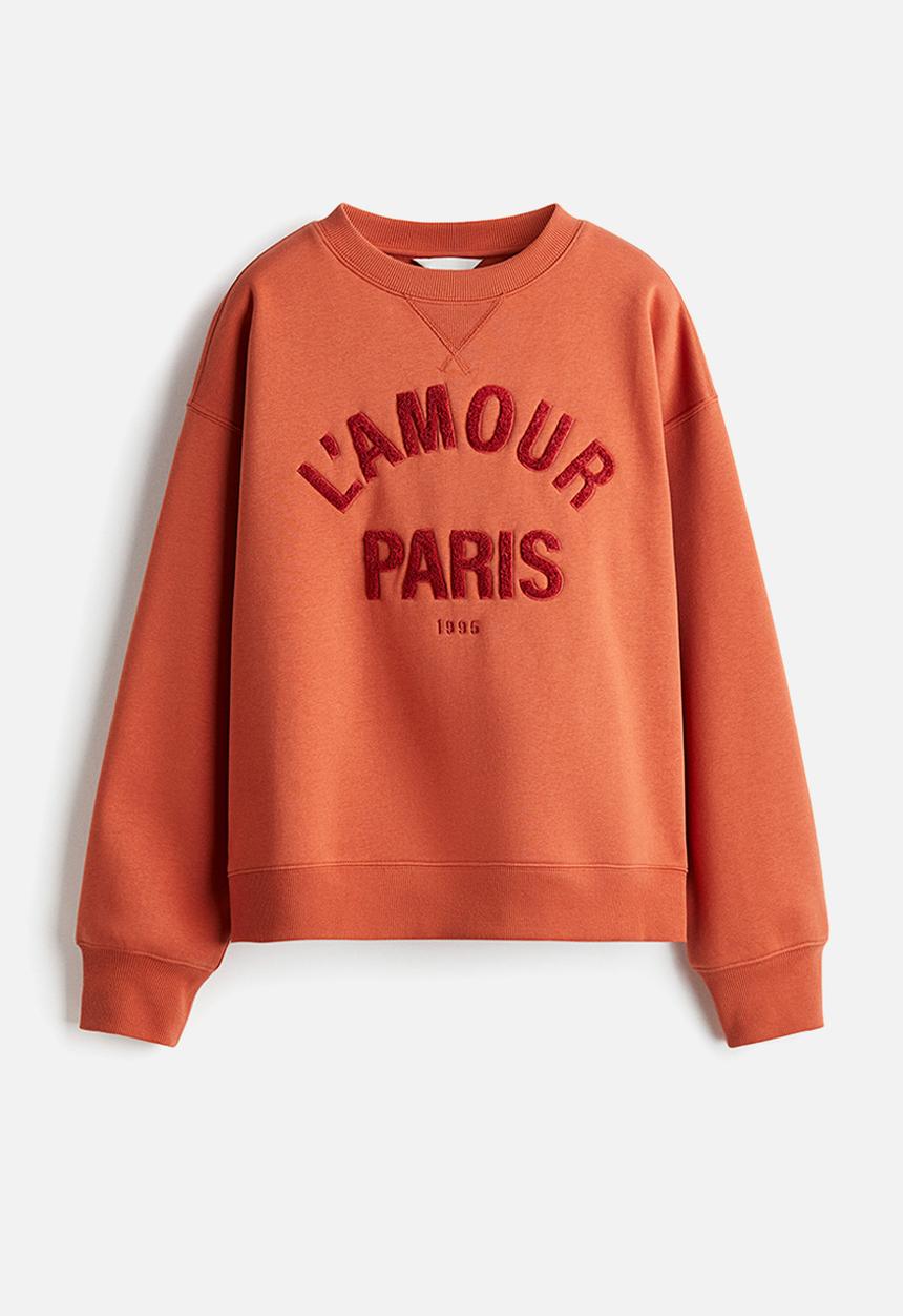 H&M - Text-motif sweatshirt - orange/paris