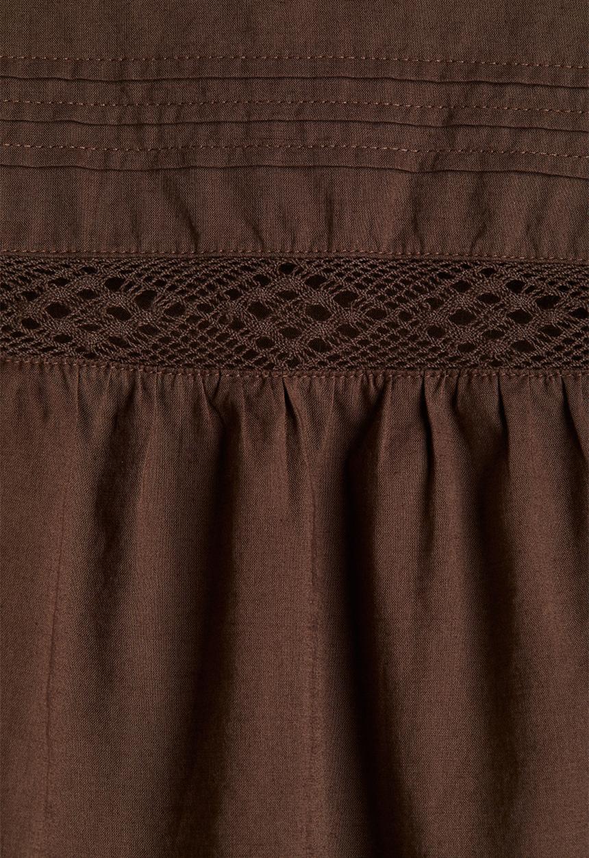 H&M - Lace-inset peplum blouse - brown