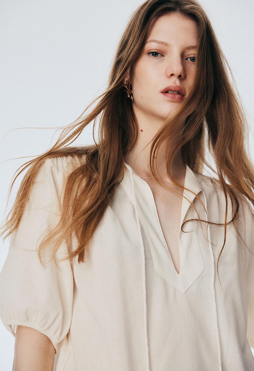 H&M - Flared-hem dress - cream