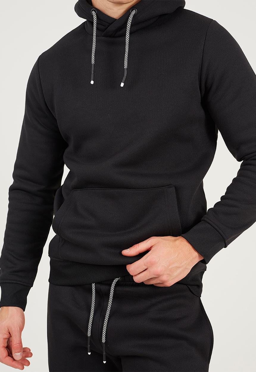 Brave Soul - Hoody With Cross Over Hood With Straight Leg  Joggers - Jet Black