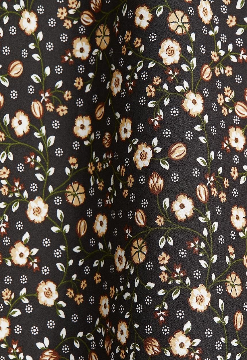 H&M - V-neck cotton poplin dress - black/floral 