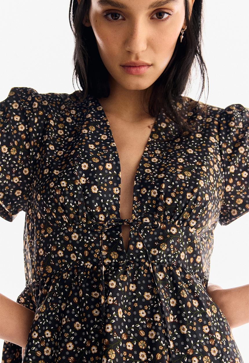 cotton on black floral dress Cotton On Curve midi tea dress in black floral