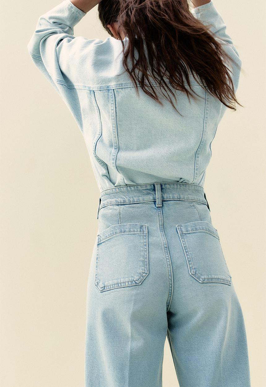 H&M - Wide high ankle jeans - light denim blue