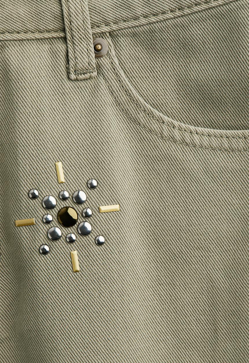 H&M - Denim mini skirt - light khaki green