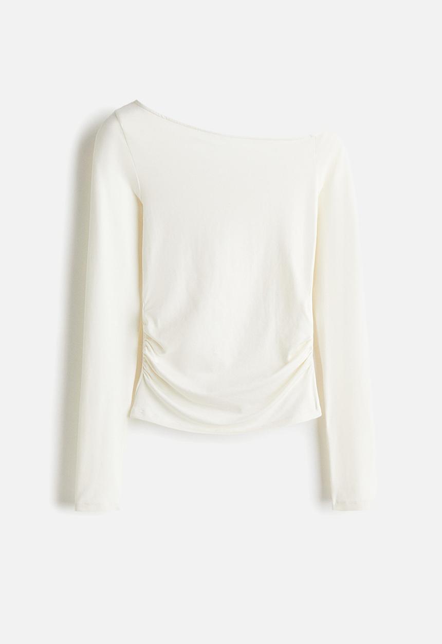 H&M - Draped one-shoulder top - white