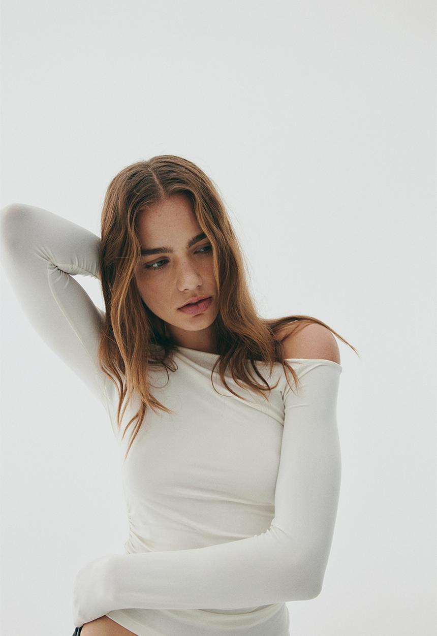 H&M - Draped one-shoulder top - white