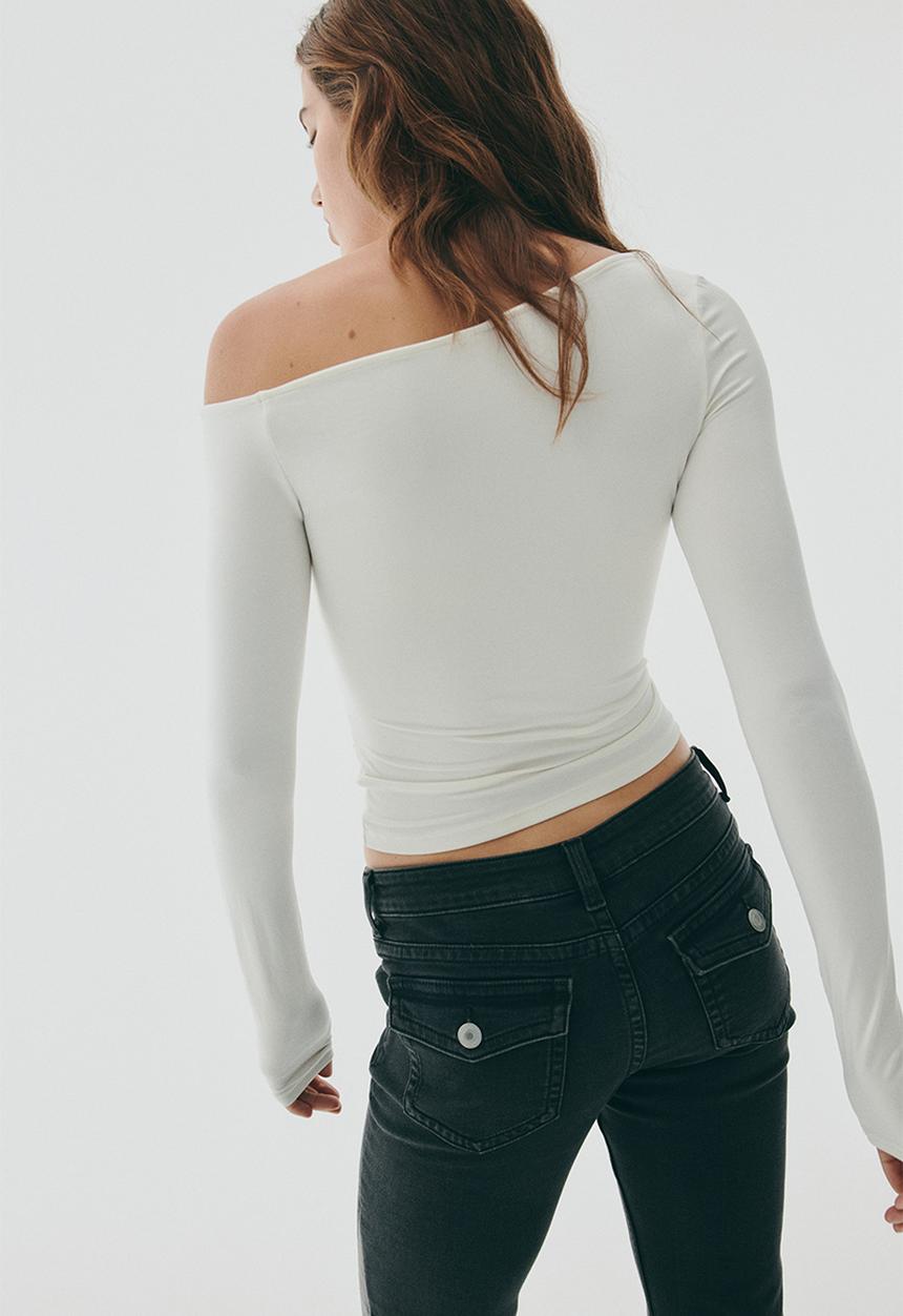 H&M - Draped one-shoulder top - white