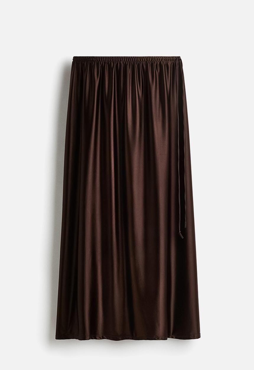 H&M - Drawstring-detail skirt - dark brown 