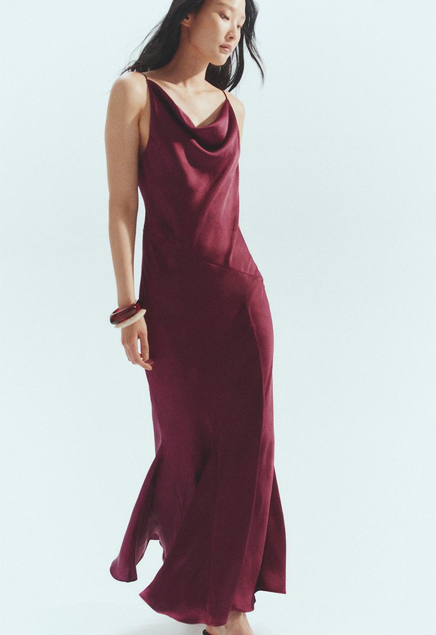 H&M - Satin slip dress - burgundy