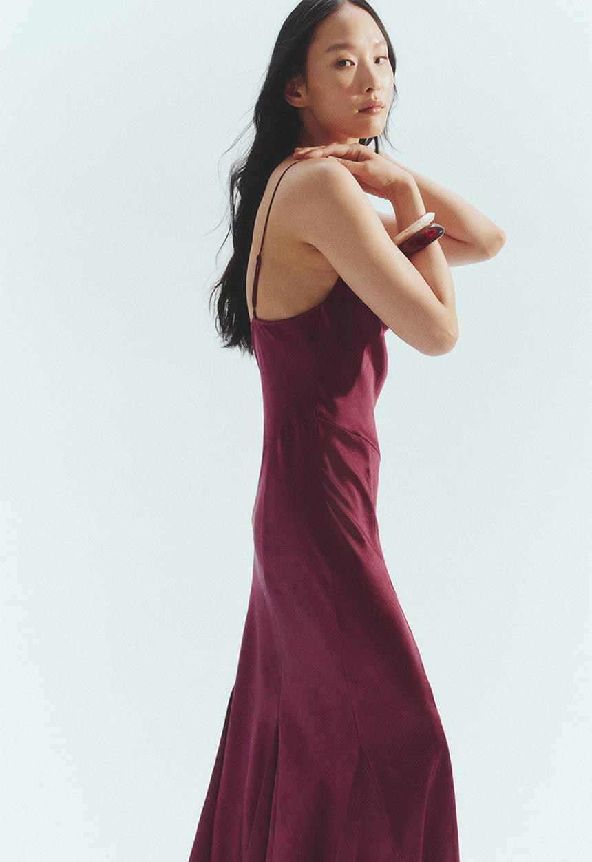 H&M - Satin slip dress - burgundy