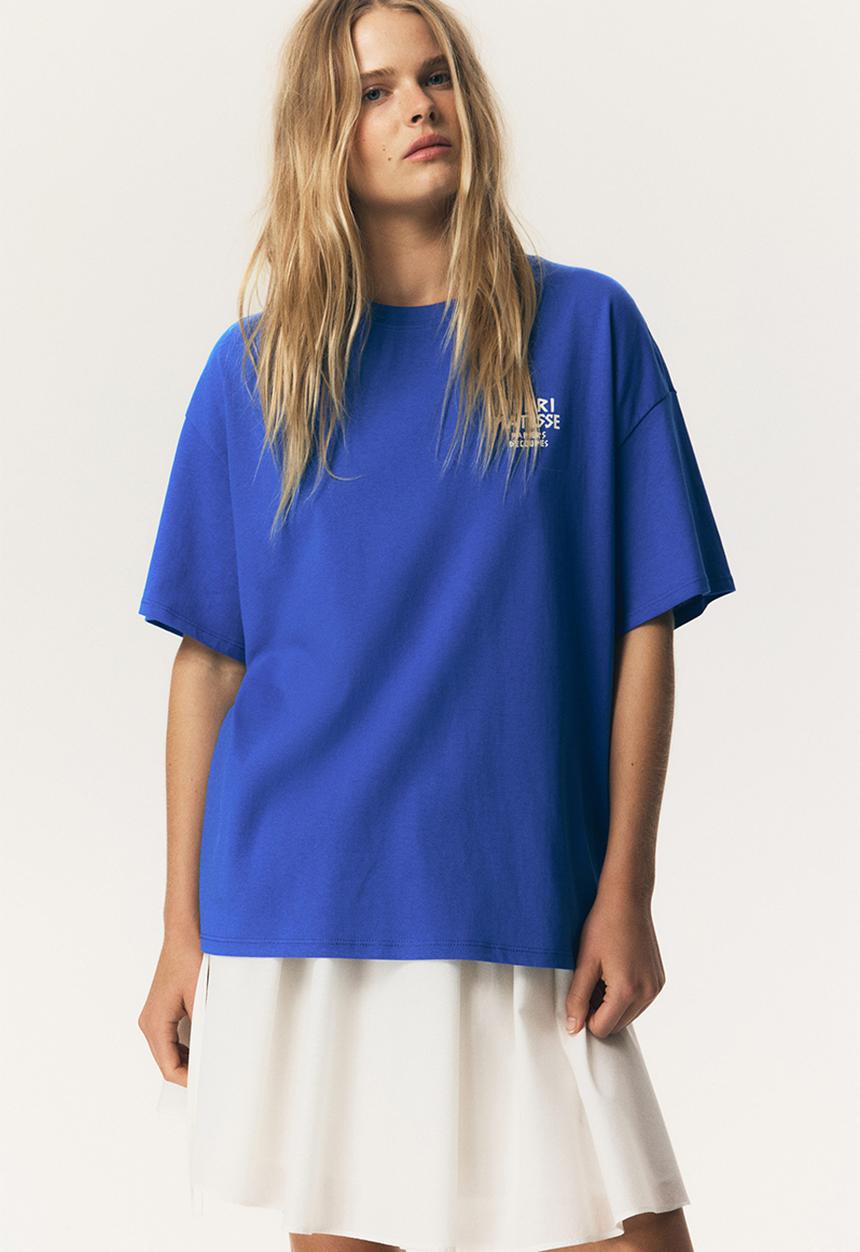 Oversized printed T-shirt - bright blue/henri matisse - 1296052013