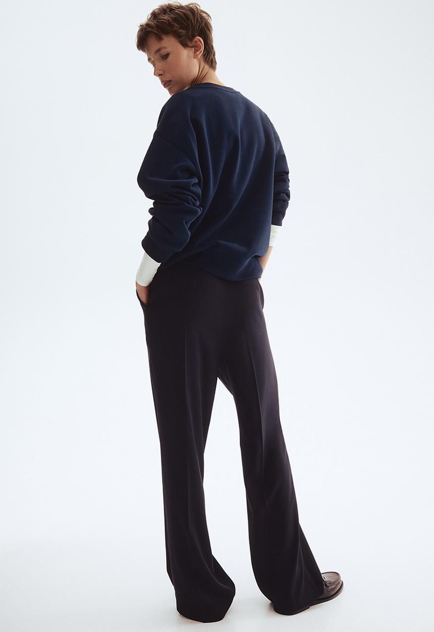 H&M - Straight crease-leg trousers - navy blue