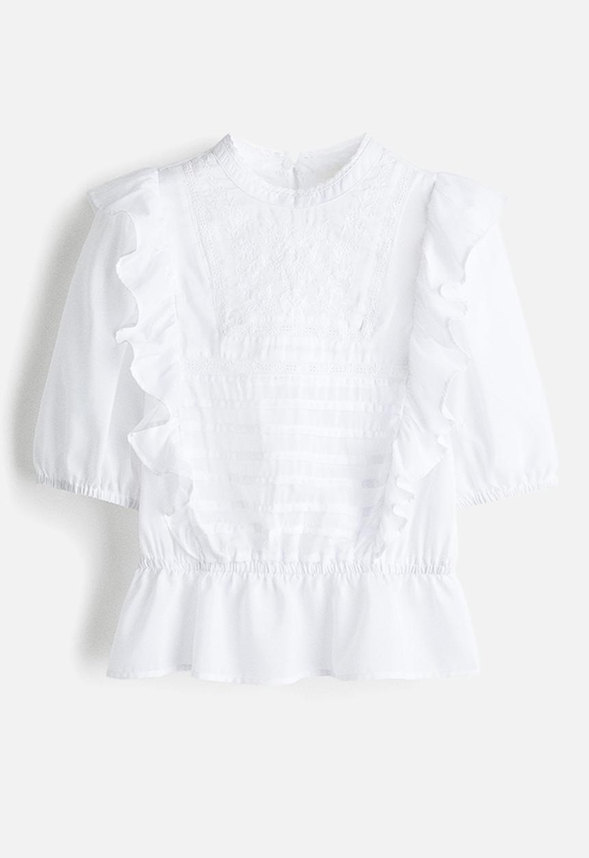 H&M - Embroidered blouse - white