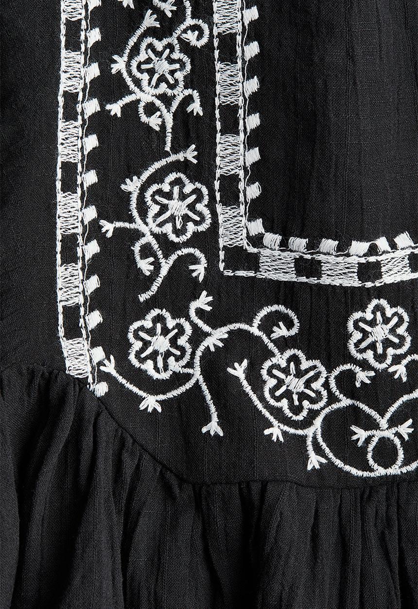 H&M - Embroidered blouse - black