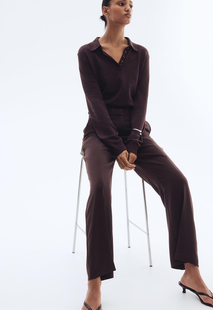 H&M - Straight crease-leg trousers - dark brown