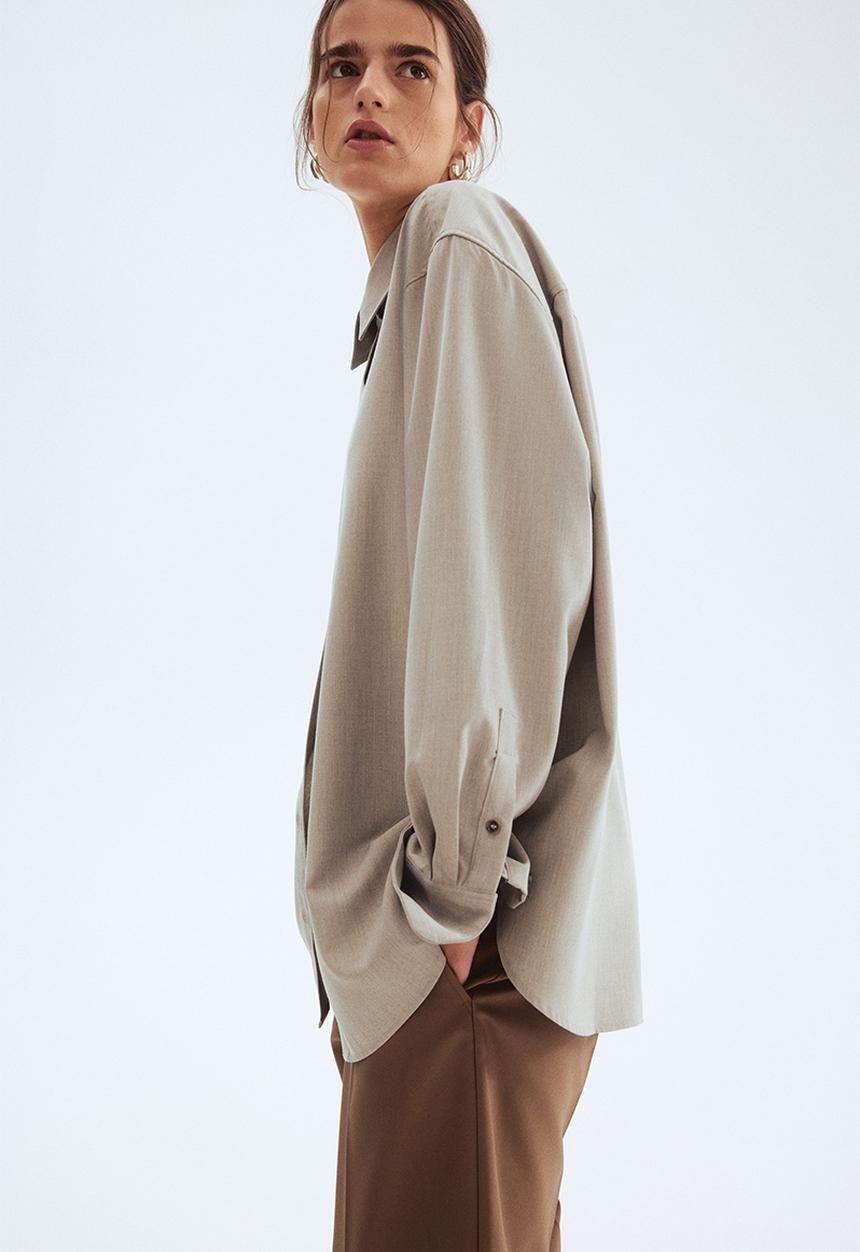 H&M - Oversized shirt - beige marl 