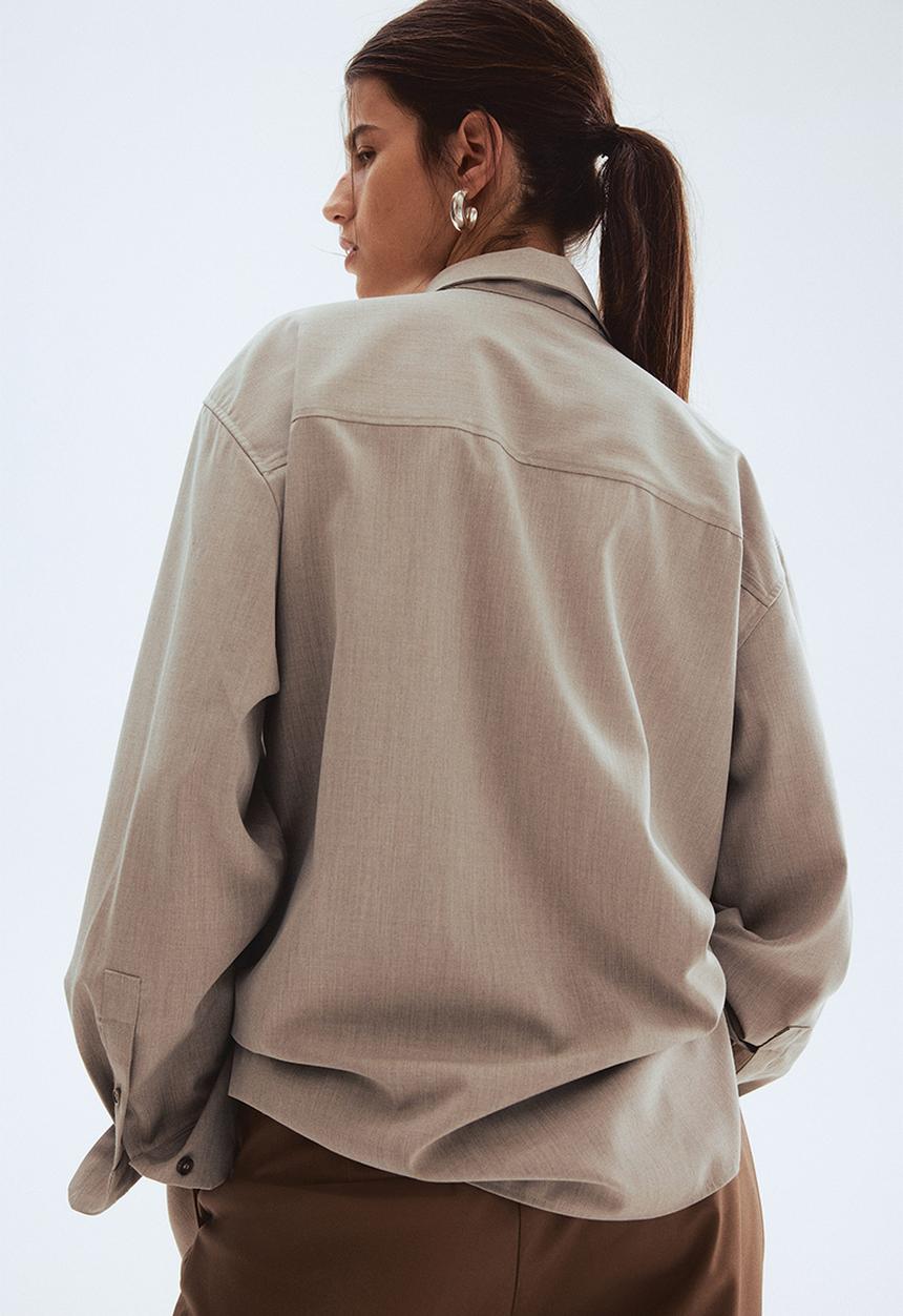 H&M - Oversized shirt - beige marl 
