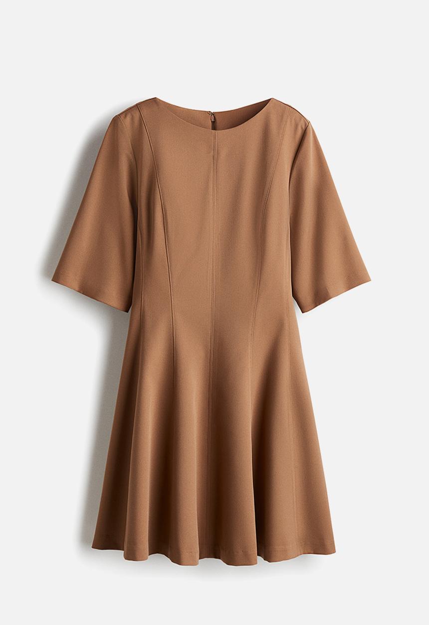 H&M - Waisted twill dress - dark beige