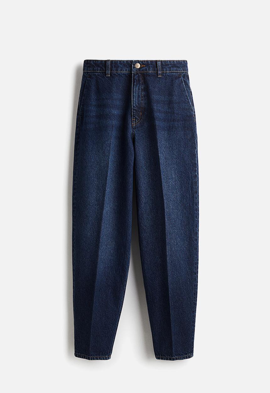 H&M - Barrel high ankle jeans - dark denim blue