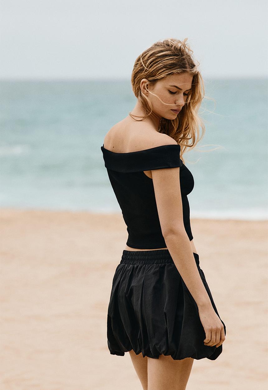 H&M - Ribbed off-the-shoulder top - black