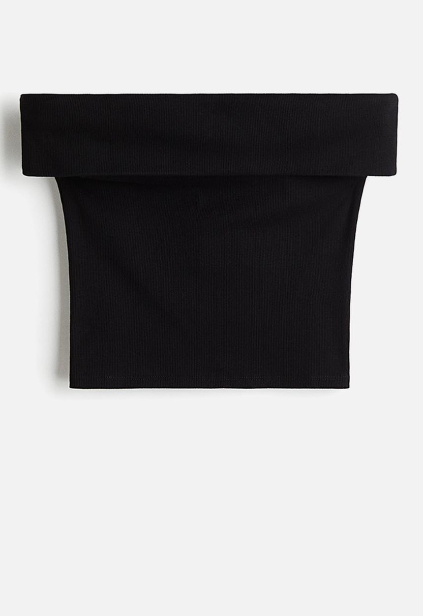 H&M - Ribbed off-the-shoulder top - black