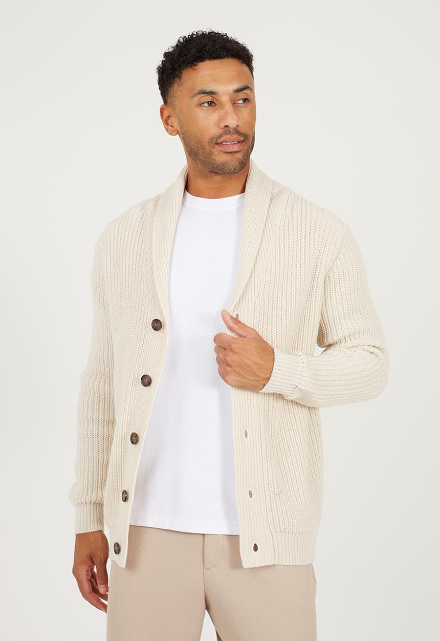 Brave Soul - Chunky Rib Knit Cardigan - Oatmeal