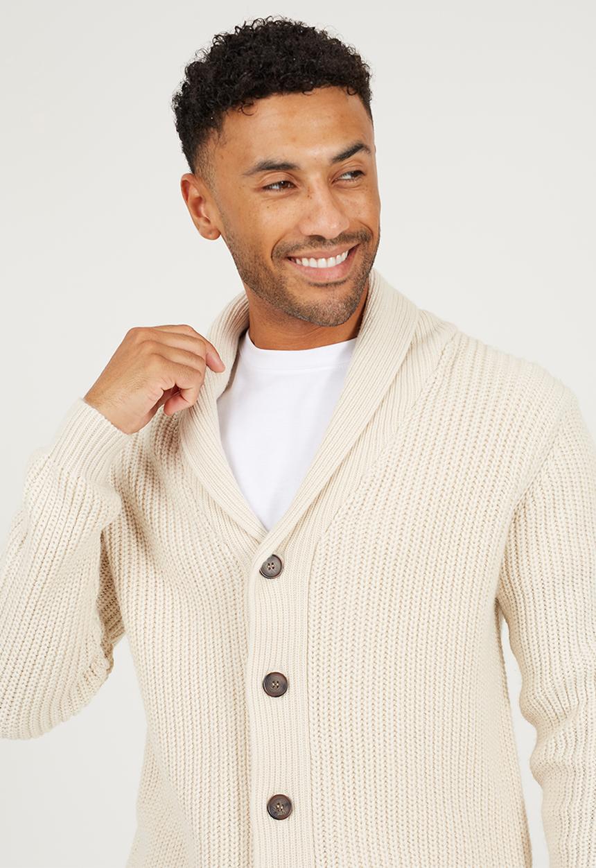 Brave Soul - Chunky Rib Knit Cardigan - Oatmeal