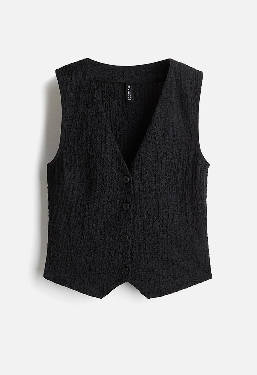 H&M - Textured jersey waistcoat - black