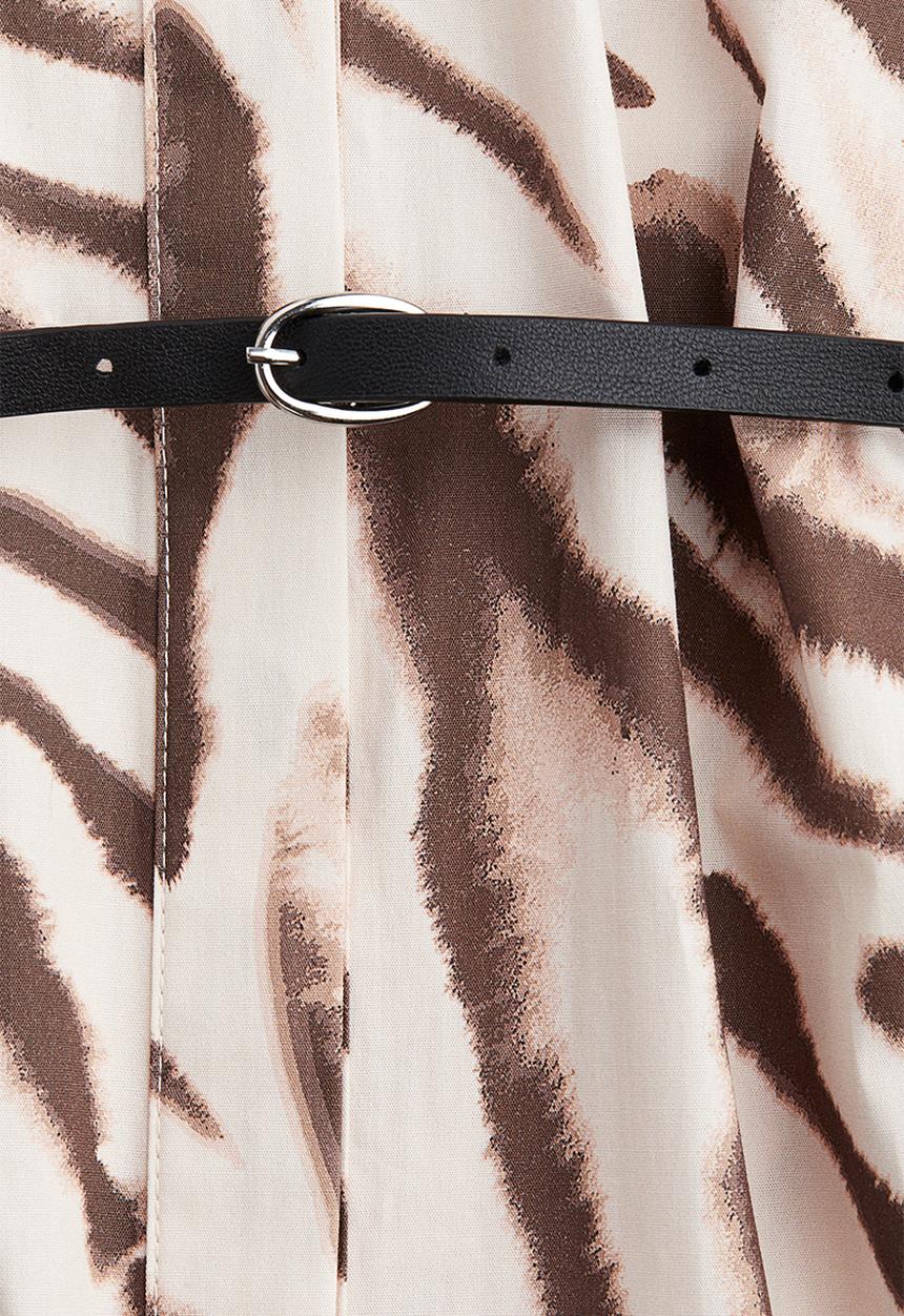 H&M - Belted poplin dress - light beige zebra print