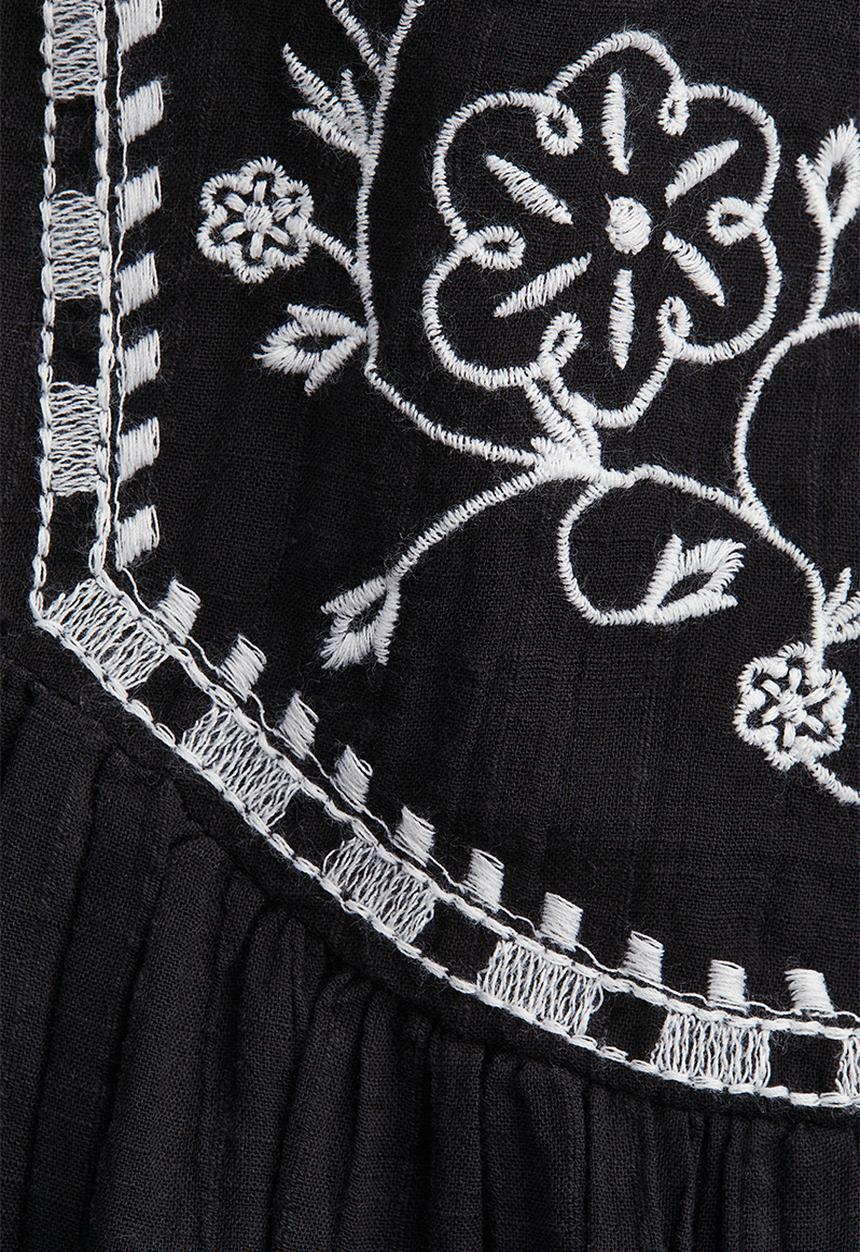 H&M - Embroidered skirt - black