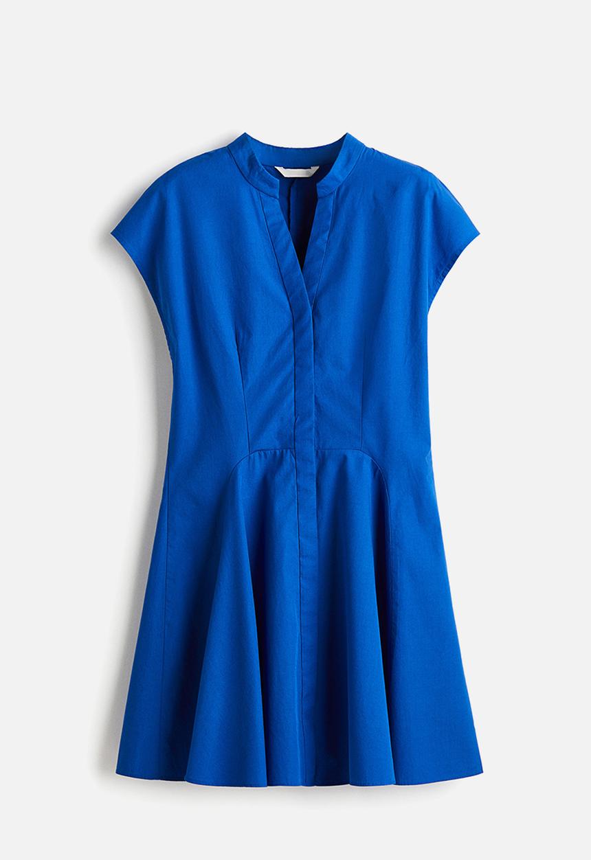 H&M - Flared poplin dress - bright blue