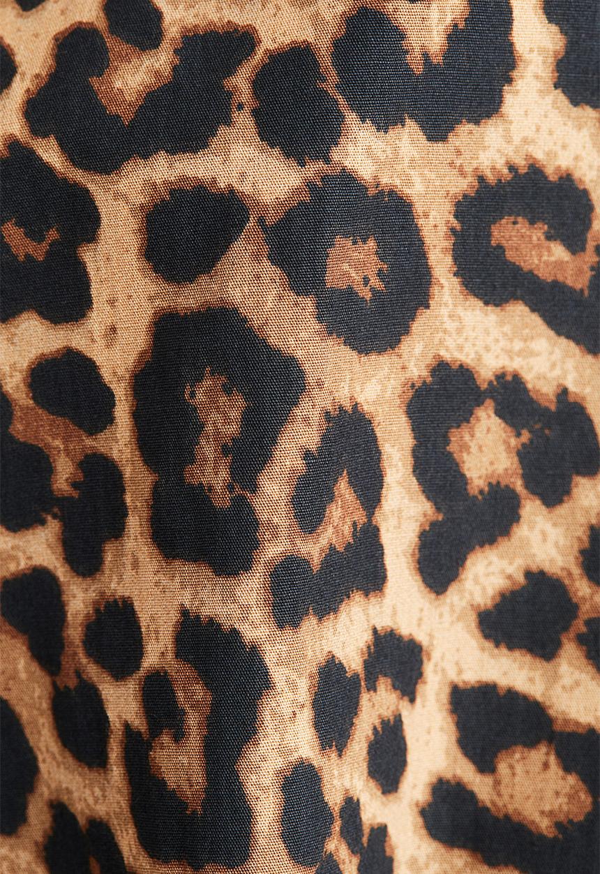 H&M - Flared poplin dress - beige leopard print