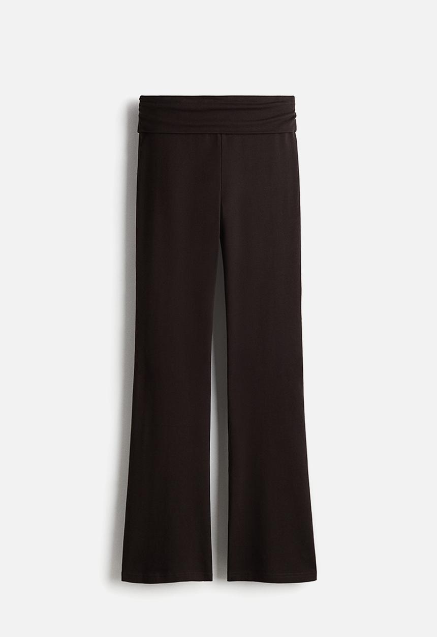 H&M - Foldover-waist cotton trousers - dark brown