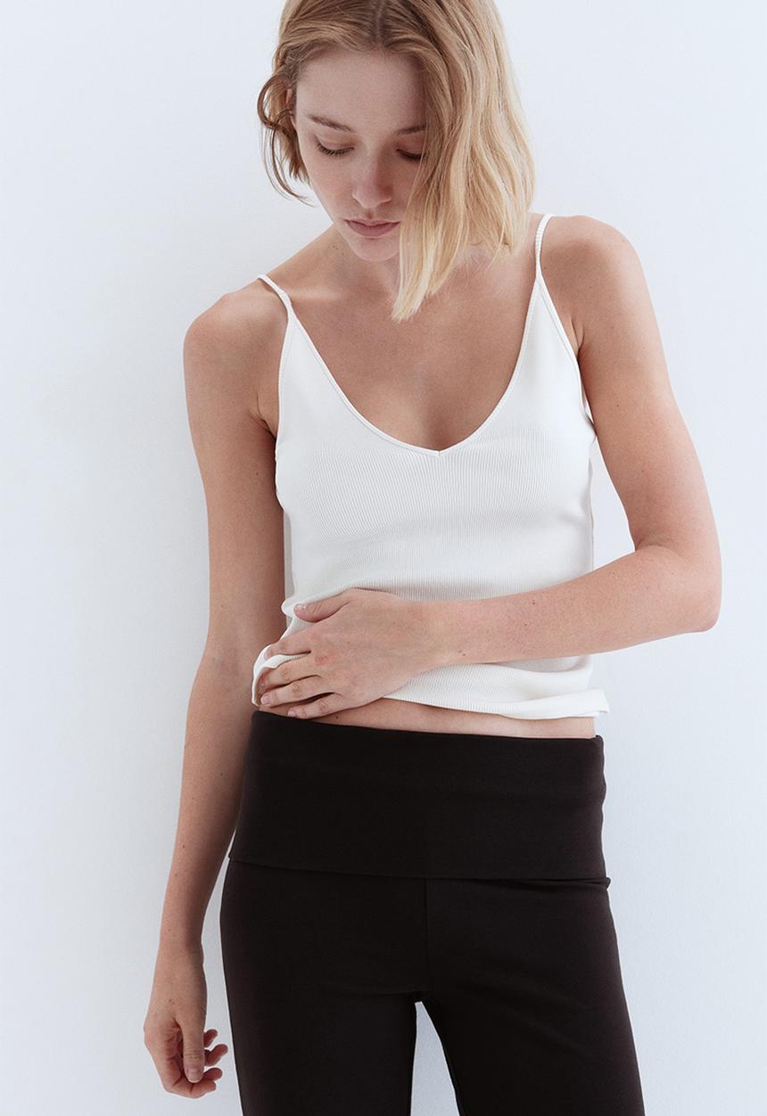 H&M - Foldover-waist cotton trousers - dark brown