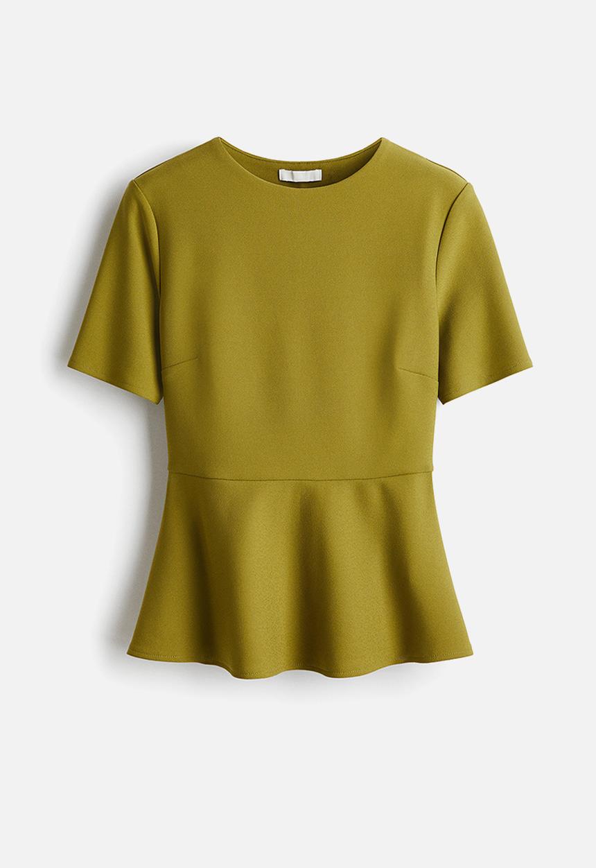 H&M - Peplum top - olive green