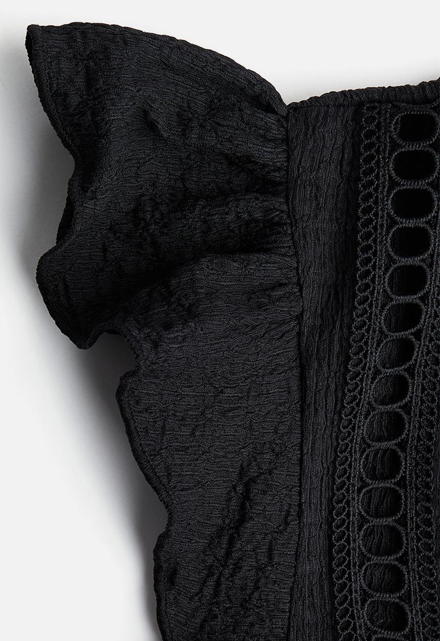 H&M - Textured jersey top - black