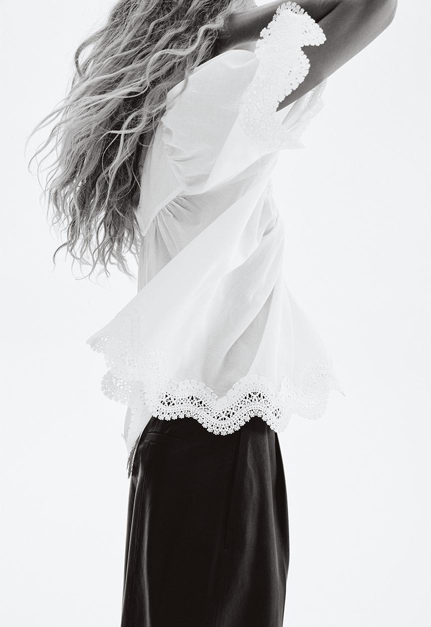 H&M - Lace-trimmed blouse - white
