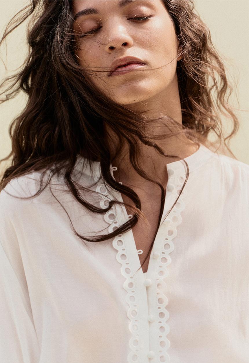H&M - Lace-trimmed blouse - white