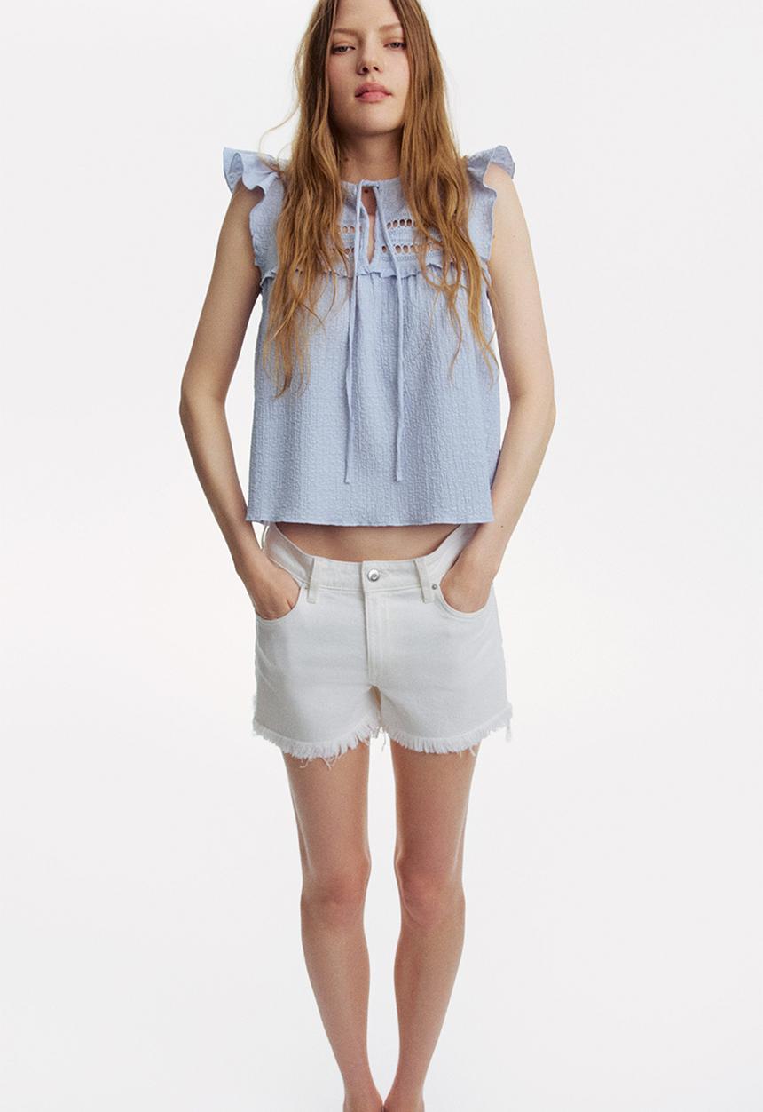 H&M - Textured jersey top - light blue