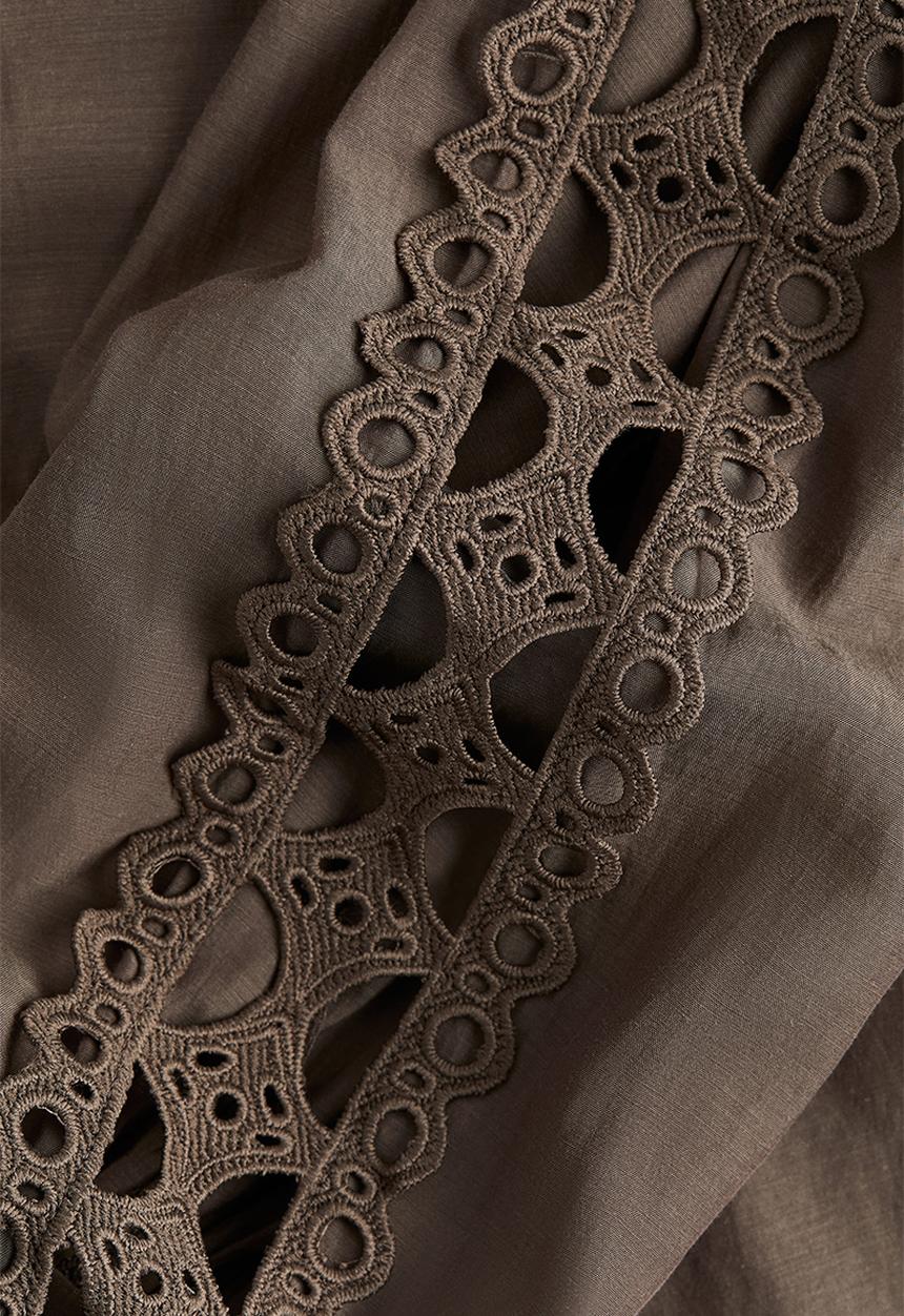 H&M - Lace-trimmed blouse - dark mole