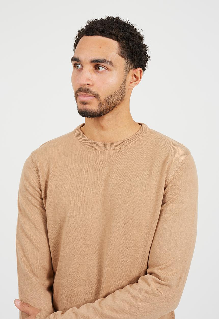 Brave Soul - Knitted Crew Neck Jumper - Tan