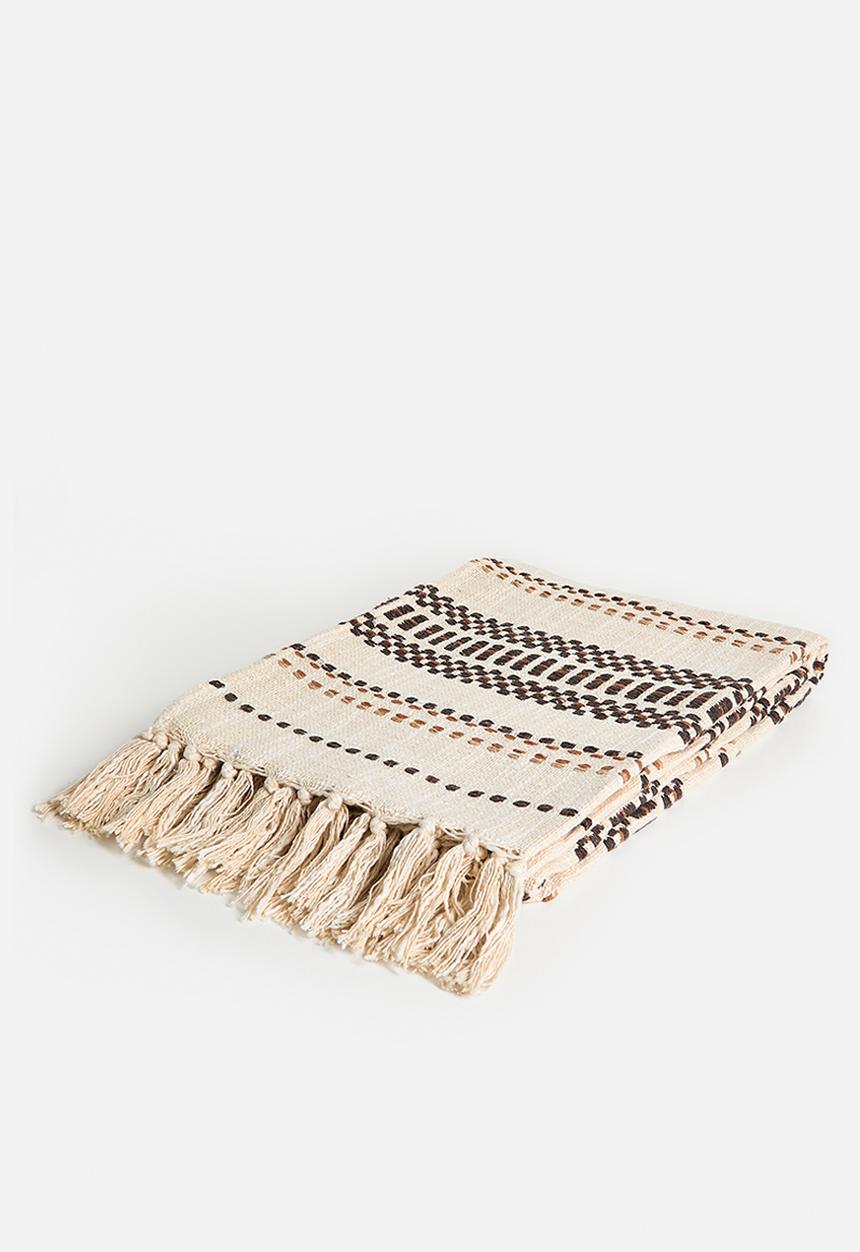 Sixth Floor - Stitched Cotton Throw - Natural