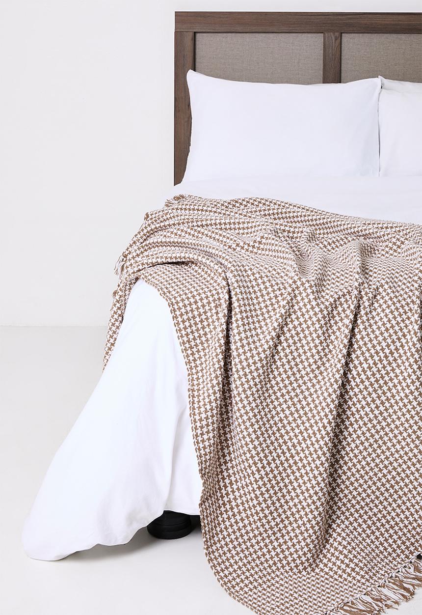 Sixth Floor - Houndstooth Cotton Throw Natural