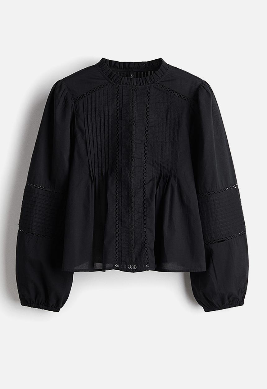 H&M - Pintucked cotton blouse - black
