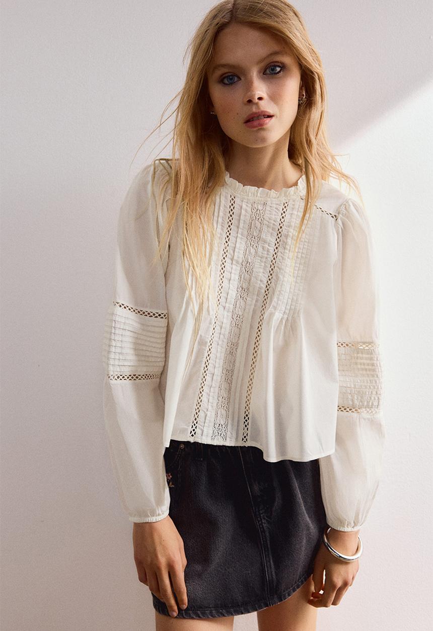 H&M - Pintucked cotton blouse - white