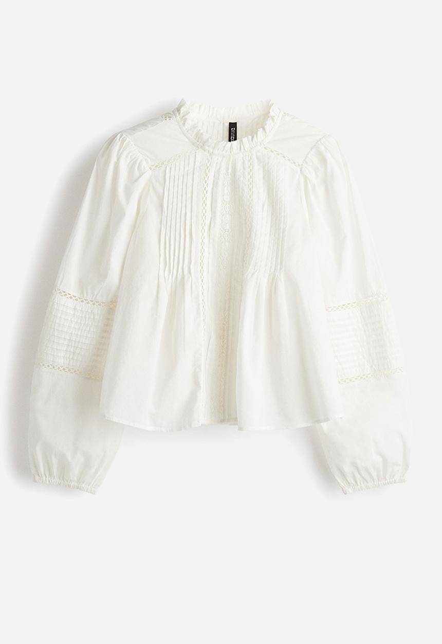 H&M - Pintucked cotton blouse - white