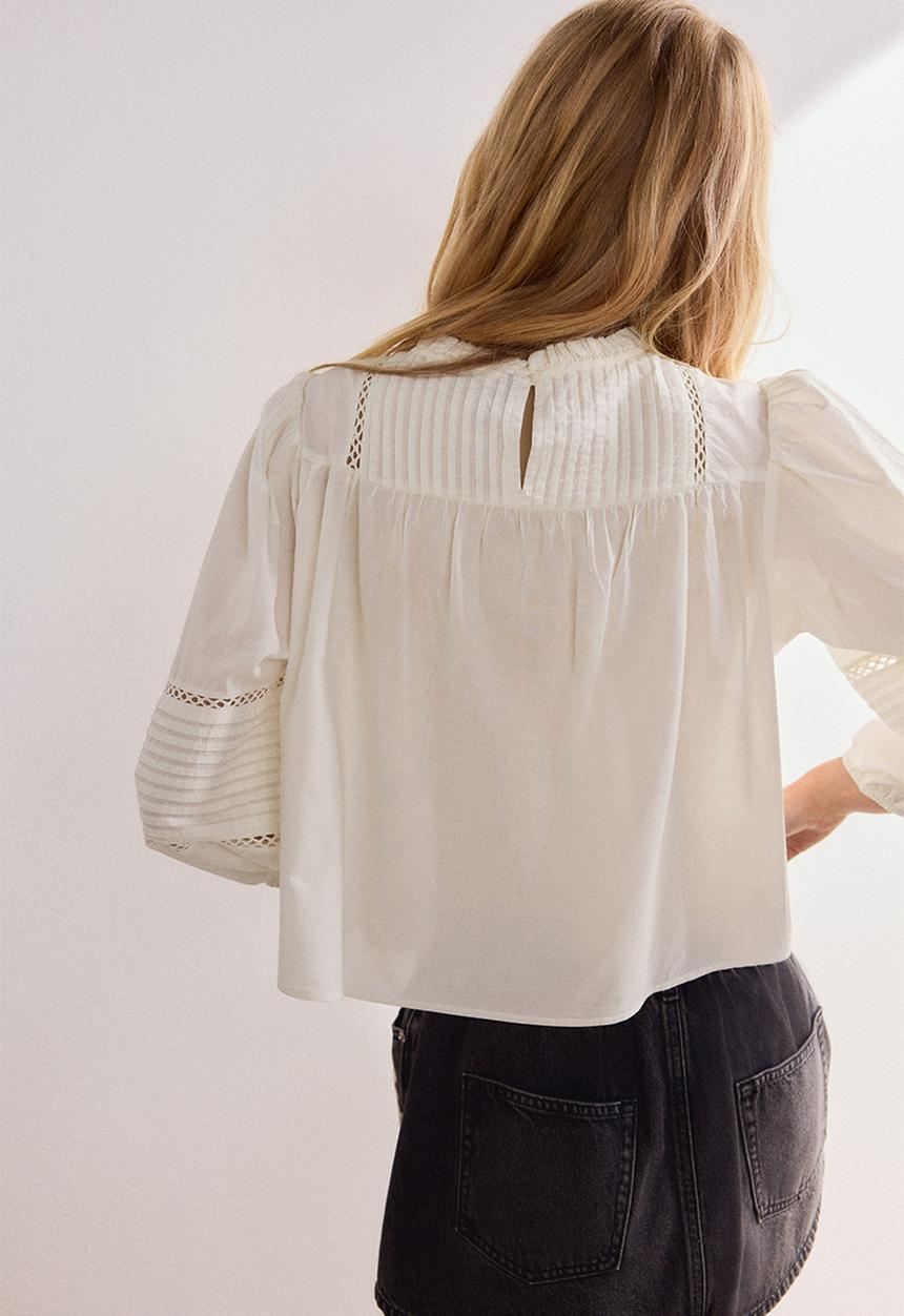 H&M - Pintucked cotton blouse - white